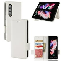 Dteck Wallet Phone Case for Samsung Galaxy Z Fold3 5G, 3 Card Slots Holder Wallet PU Leather Magnetic Closure Folio Flip Cover,White