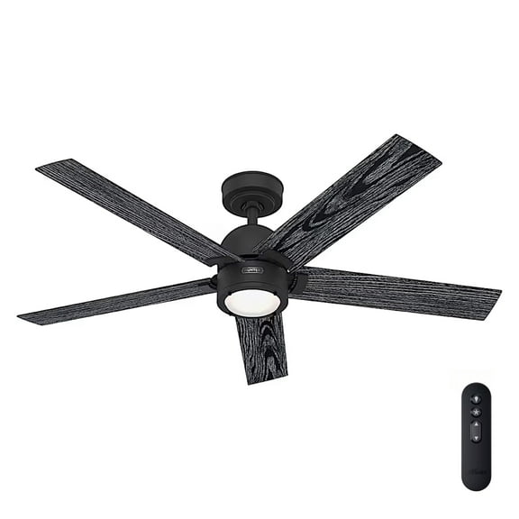 Restored Hunter Fan 52 inch Matte Black Indoor Ceiling fan with Light and Remote for Bedroom, Living Room, Office, Kitchen (Refurbished)