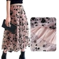 thumbnail image 4 of Falda de tul para mujer, falda plisada, cintura alta, línea A, malla, encaje informal, 4 of 5