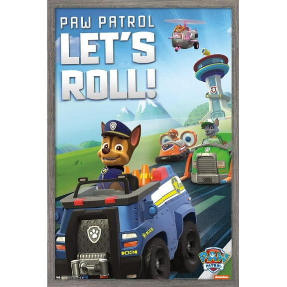 Nickelodeon Paw Patrol - Let's Roll Wall Poster, 14.725" x 22.375", Framed
