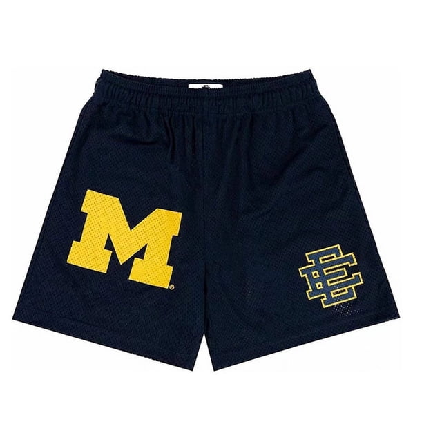 Pantalones cortos de gimnasio para hombre, Shorts clásicos de malla con estampado Floral, informales, para baloncesto y gimnasio, novedad de verano, 2024Navy M