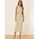 thumbnail image 2 of Vestido de espalda cruzada para mujer Allegra K Albaricoque XS, 2 of 6