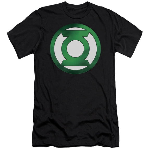 Green Lantern Green Chrome Logo S/S Adult 30/1 T-Shirt Black