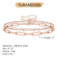 thumbnail image 6 of Turandoss 14K-Rose-Gold-Plated Bracelet for Women 14K-Rose-Gold-Plated Layering Paperclip Oval Chain Bracelet Cute Layered Beads Chain Bracelets for Women Jewelry, 6 of 8