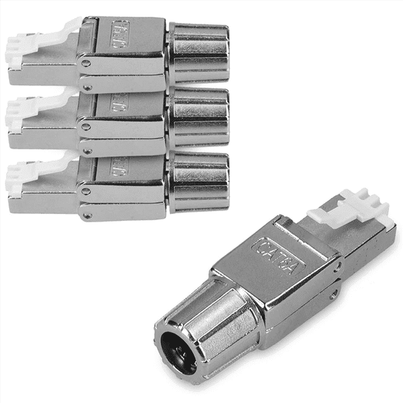 RJ45 Network Connector Pack Set of 12 Cat6A RJ-45 Network Connectors -Shielded Cat 6A Ethernet Cable Strain Relief Plugs