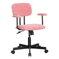 thumbnail image 3 of JJS Low Back Velvet Fabric Home Office Computer Chair with Armrest in Pink, 3 of 9
