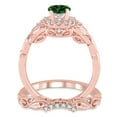 thumbnail image 3 of 1.25 Carat Emerald & Diamond Vintage floral Bridal Set Engagement Ring on 10k Rose Gold, 3 of 3