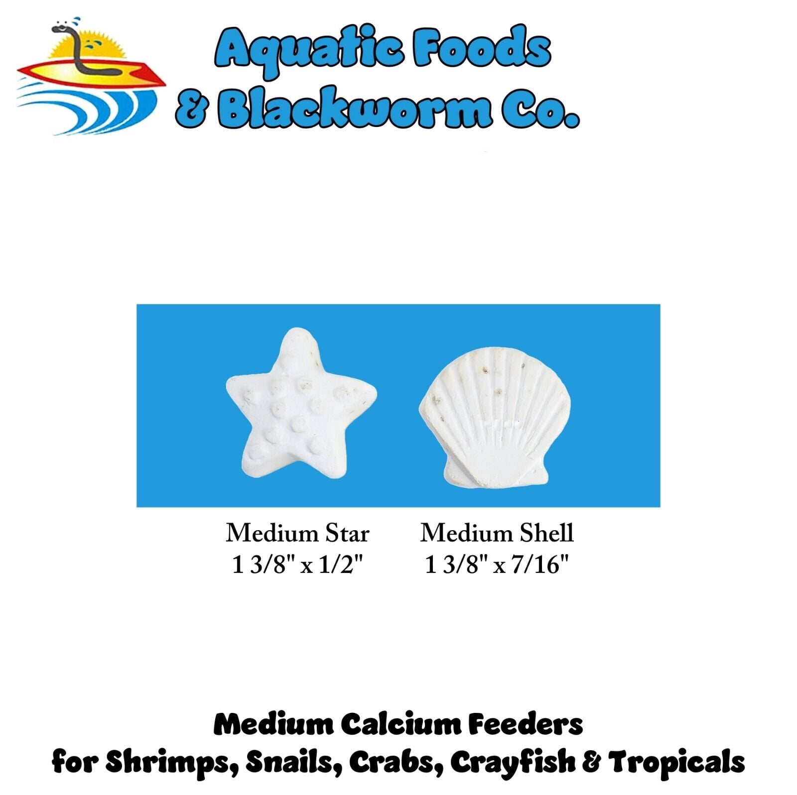 Calcium Feeders, Medium Stars & Shells for Shrimp, Snails, Crabs, Crayfish, Hermit Crabs and All Tropical Fish - 30 Count Jar