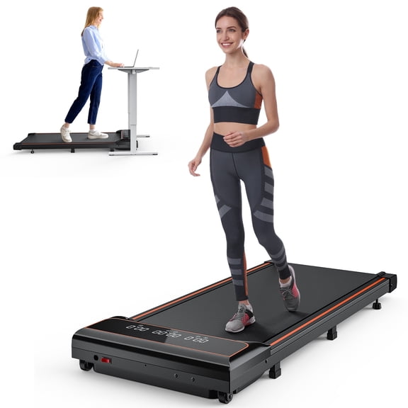 Walking Pad, Black Treadmill for Home Office, 1.75HP Portable Under Desk Treadmill,Remote Control, Led Display,Black