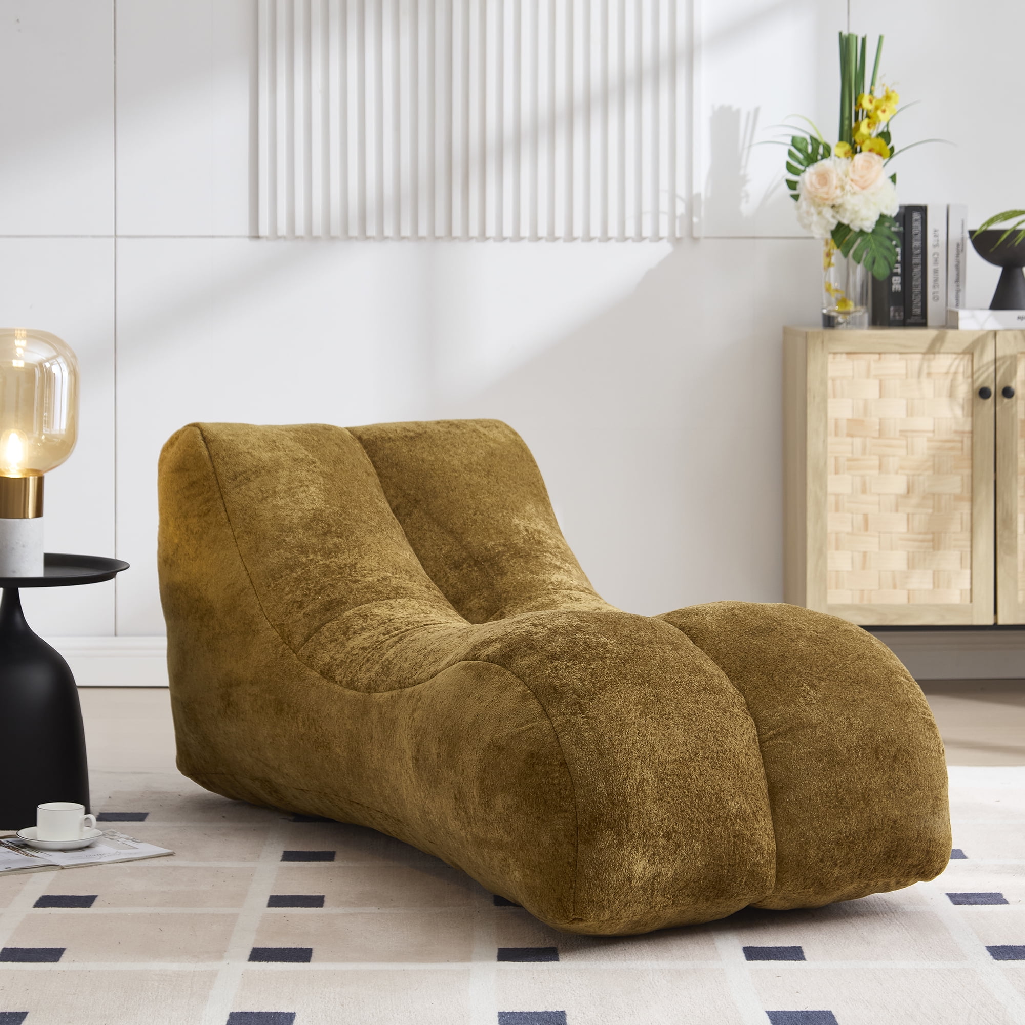 Kumix Bean Bag Sofa Chair, Polyester Bean Bag Chair with High-quality Sponge, Plump and Elastic Bean Bag Sofa Chair for Kids Teens Adults, Creative Beanbag Chair for Living Room, Brown