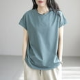 thumbnail image 2 of Bovxnpu Summer Short Sleeve T Shirts Pullover Top Undershirt Crew Neck Back Cutout Casual T Shirt Soft Trendy Summer Tops (Women's or Women's Plus), 2 of 6