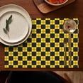 thumbnail image 5 of Yellow and Black Checkerboard Checkered Pattern Summer Placemats Table Placemats Set Of 4-Linen Kitchen Washable Placemats Table Mats 11.8"x17.7" Non-Slip Heat Resistant, 5 of 6