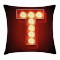 thumbnail image 1 of Letter T Throw Pillow Cushion Cover, Cinema Circus Club Theme Old Fashioned Show Business Inspired Typography, Decorative Square Accent Pillow Case, 16 X 16 Inches, Ruby Yellow Black, by Ambesonne, 1 of 2