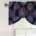 thumbnail image 5 of Tie Up Valances for Windows, Boho Floral Adjustable Valance Curtains Window Treatment for Living Room/Bedroom, Abstract Bohemia Flower Plant Black Rod Pocket Kitchen Curtains & Drapes 42x12 Inch, 5 of 9