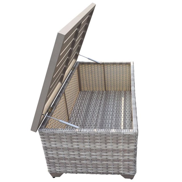 TK Classics Table Basse de Rangement Patio en Bois Fairmont en Crème Vanille