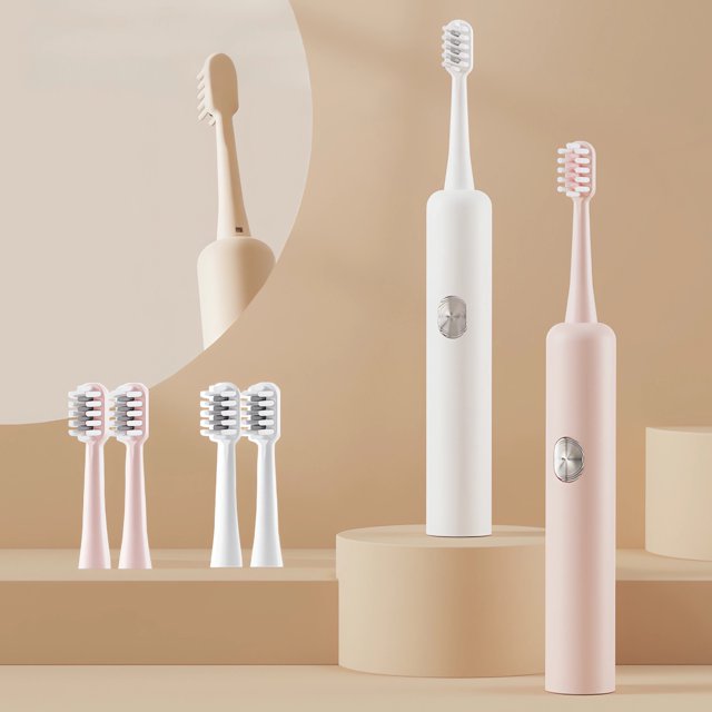 Cepillo de Dientes de Cerdas Suaves Ganfancp Cronometrado para Adultos 1 Unidad Principal 3 Cabezales 1 Cable