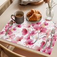 thumbnail image 3 of Pink Flowers Placemats Set of 8 Spring Botanical Budding Floral Branches Place Mats Indoor Wipeable Table Mats Washable Cloth Dining Table Placemats for Kitchen Holiday Party Home Decor 13x19 Inch, 3 of 9