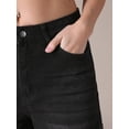 thumbnail image 5 of Pantalones de mezclilla anchos de mujer de carga de cintura alta casuales con bolsillos L negros, 5 of 5