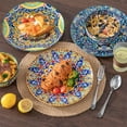 thumbnail image 4 of 12 Pieces Dinnerware Sets, Plates and Bowls Set, Porcelain Dishes Set for 4, Microwave and Dishwasher Safe, Scratch Resistant, Bohemian Style Dining Ware Service for 4, 4 of 5