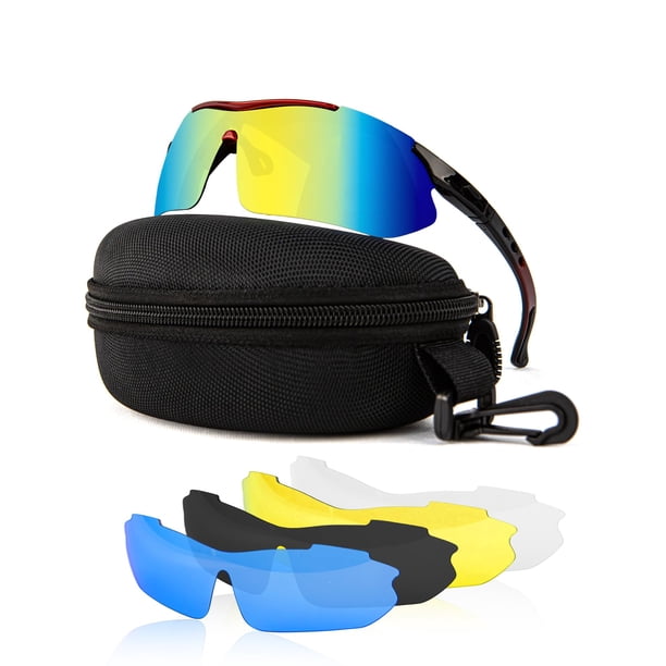 Gafas de Sol para Ciclismo Hurdilen Polarizadas UV400 con 5 Lentes Intercambiables Unisex