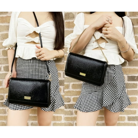 Kate Sapde Bixby Place Greer Crossbody Clutch Patent Leather Black