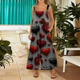 thumbnail image 3 of Fgvctg Valentine's Day Women's Overalls Wide Leg Pant Dressy Overalls Love Heart Print Sleeveless Spaghetti Straps Jumpsuits Rompers Bib Overalls Plus Size Sprimg Pants With Pockets Watermelon Red L, 3 of 6