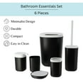 thumbnail image 2 of Modern 6-Piece Bathroom Accessory Set - Elegant Matte Black Finish with White Accents, Includes Trash Bin, Soap Dispenser, Toothbrush Holder, Tumbler Cup, Toilet Brush, Soap Dish, 2 of 7