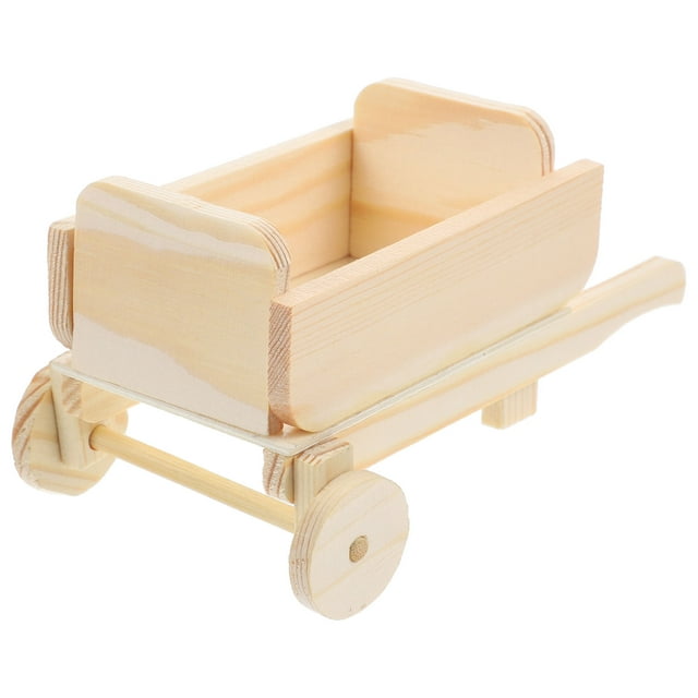 CIMAXIC Cart Mini Simple Design Wooden Cart Model Beige for Childs Play 1Pcs