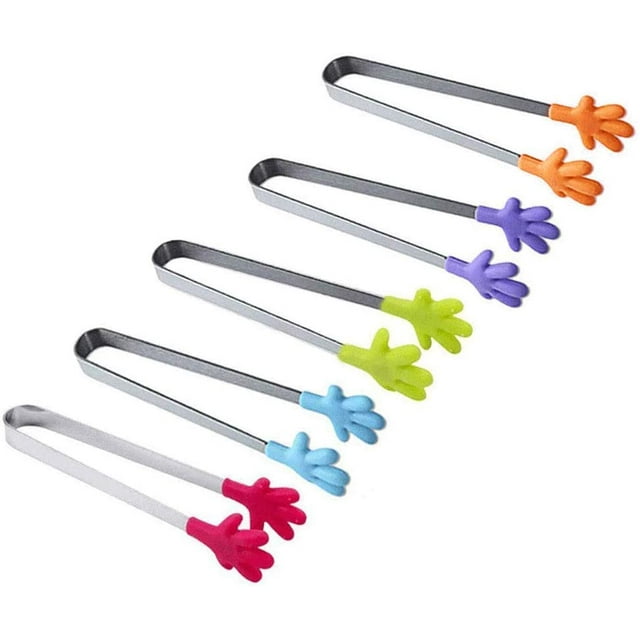 5 Pack Mini Ice Cube Tongs, 12.3Cm Sugar Tongs With Perfectly Designed Silicone Perfect For Kitchen