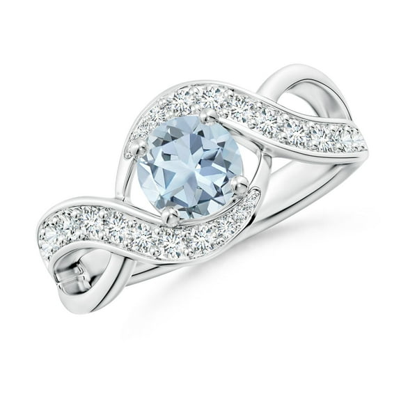 ANGARA Natural Solitaire Round Aquamarine Infinity Promise Ring in 14K White Gold for Women (Size-6mm) | March Birthstone, Birthday, Anniversary, Jewelry Gift for Women | Natural Aquamarine Ring