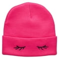 thumbnail image 5 of Eyelashes Embroidered 12 Inch Long Beanie - Magenta OSFM, 5 of 5