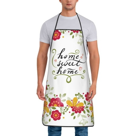 

Tideii Home Sweet Home Floral for Tie-up Apron Unisex Waterproof and Stain-Resistant Bib Apron for Kitchen Garden Painting