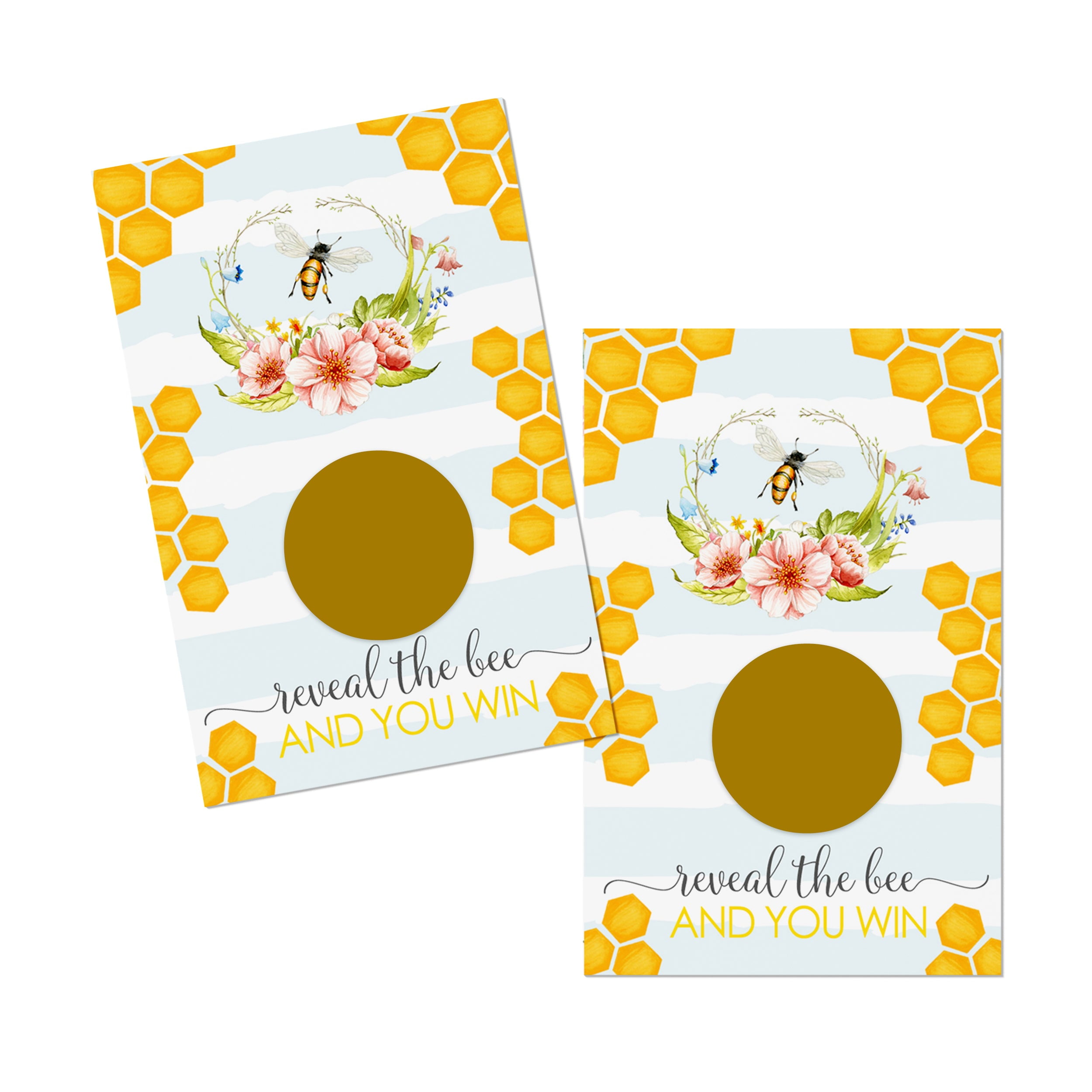 Bumblebee Scratch Off Cards 30 Pack Mommy to Bee Baby Shower Games - Raffle Ticket Prizes Drawings - Rustic Floral Wedding Favors - Paper Clever Party