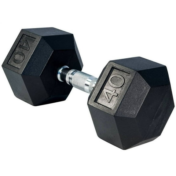 French Fitness Rubber Coated Hex Dumbbell 40 lbs (New)