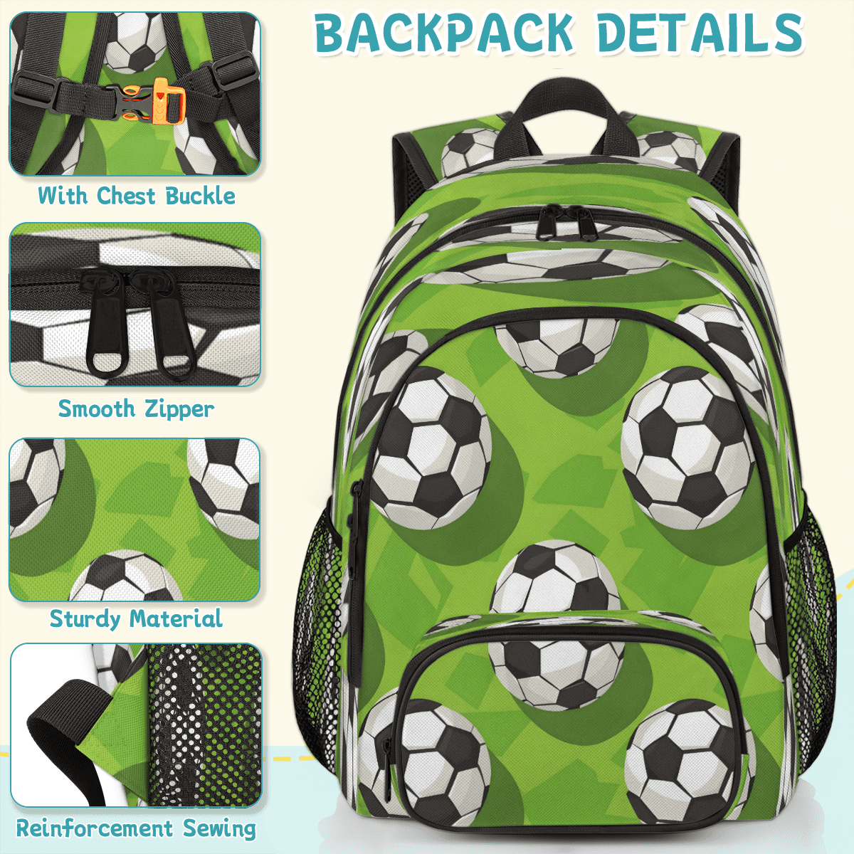 Herdesigns Sport Soccer Ball Laptop Backpack for Women Men, Work Computer Backpacks, 18.3 Inch Large Computer Nurse Teacher Bags Travel Casual Daypack
