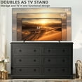 thumbnail image 4 of Joaxswe 6 Drawer Dresser, Mid Century Modern Dresser with Storage, 54" Wide Chest of Drawers with Wood Grain Texture for Bedroom, Living Room, Hallway, Black, 4 of 8