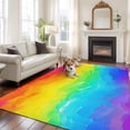 thumbnail image 2 of 5'x7' Area Rugs, Rainbow Oil Painting Indoor Outdoor Area Rug for Living Room Bedroom, Watercolor Colorful Abstract Art Washable Bathroom Rugs Kitchen Floor Carpet Mats Home Decor Aesthetic, 2 of 8