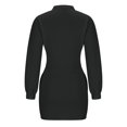 thumbnail image 4 of Qiopertar Robe Décontractée à Manches Longues pour Femmes, Col Rond Semi-Haut, Couleur Unie, Taille Cintrée, Liquidation à Moins de 5$, Offres d'Accès Anticipé, 4 of 5