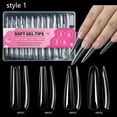 thumbnail image 1 of 192PCS Mix 4 Shapes Clear XL Long Stiletto Square Coffin Almond Full Length False Nail Tips Manicure Fingernails Extension Set style 1, 1 of 6