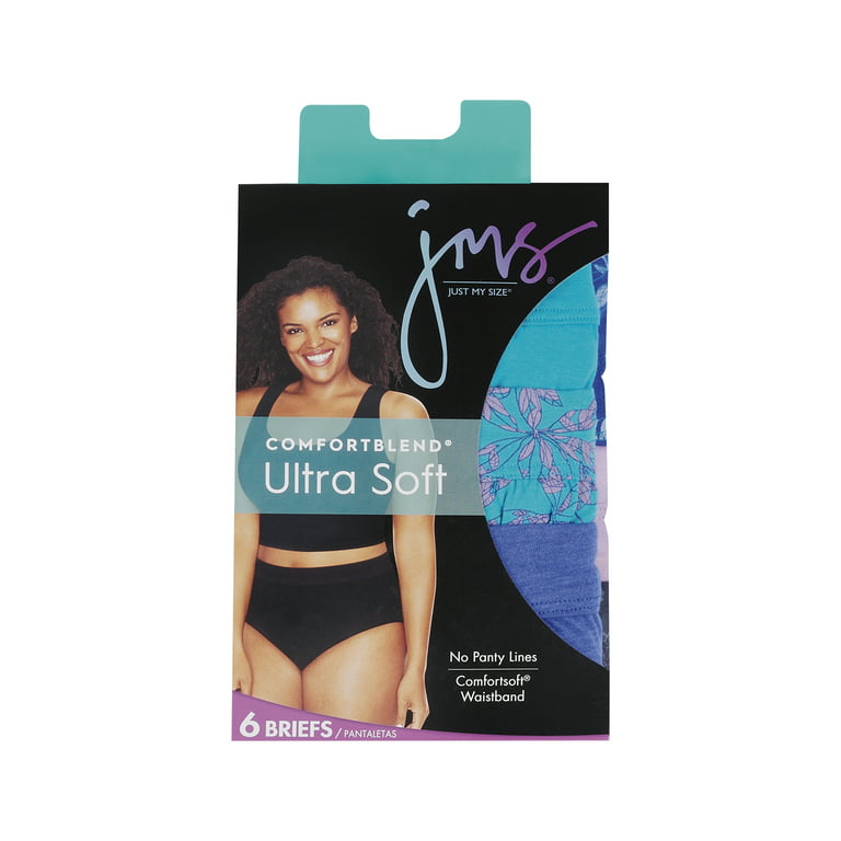 Just My Size Women's Assorted Pure Bliss Brief Underwear, 6-Pack