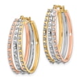 thumbnail image 2 of 14k Tri-Color Diamond Fascination Three Oval Hoop Earrings, 2 of 4