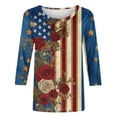 thumbnail image 5 of lcziwo Women's 3/4 Sleeve Tops Cotton Patriotic Basic Shirt Plus Size 4Th Of July Graphic Summer Family Blouse Multicolor S, 5 of 5