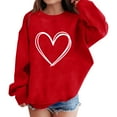 thumbnail image 4 of KAUOD Girls Cute Heart Print Sweatshirts Long Sleeve Crew Neck Ribbed Cuffs Pullover Tops Teen Kids Cotton Soft Clothes, 4 of 7