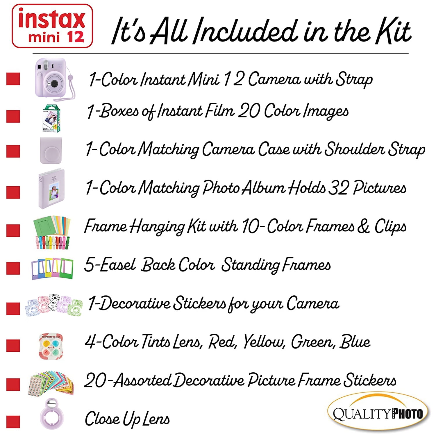Fujifilm Instax Mini 12 Instant Film Camera (Pastel Blue), Fuji Instax Film  Value Pack 30 Sheets, Protective Case, Instax Gift Bundle
