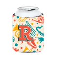 thumbnail image 1 of Carolines Treasures CJ2001-RCC Letter R Retro Teal Orange Musical Instruments Initial Can & Bottle Hugger, 1 of 1