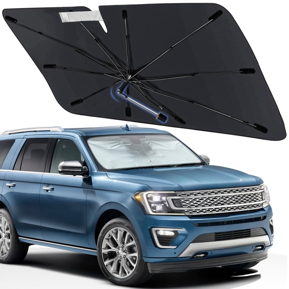 Windshield Sun Shade Umbrella for Ford Expedition 2018-2024, Foldable Car Sunshade for Front Window with 360° Rotating Shaft, Custom-Fit Parasol para Carro for UV Blocking & Heat Reduction