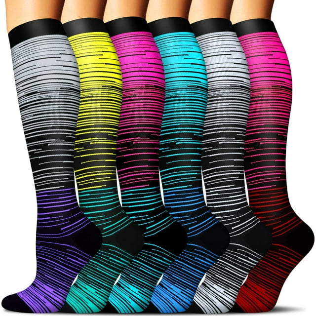GHSDFBB 6 Pairs Compression Socks for Women & Men Circulation, 20-30mmHg is Best Support for Running,Athletic,Sports
