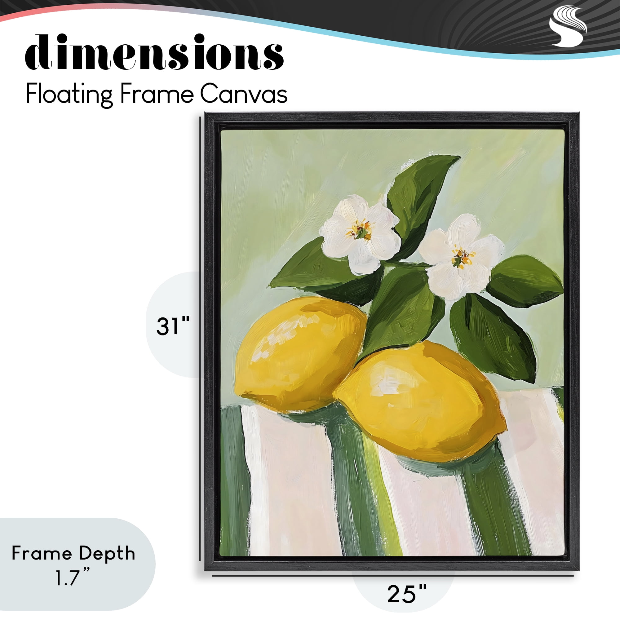 Stupell Industries Lemons And Daisies on Tablecloth Black Framed Floater Canvas Wall Art, design by The Prints Vibe