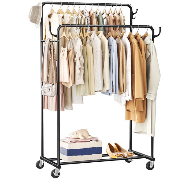 HogHow Clothes Rack, Rolling Clothing Rack with D