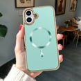 thumbnail image 4 of Designed for iPhone 16 Plus Magnetic Phone Case,Compatible with Mag-Safe,Anti-Scratch PU Leather Bumper,Shockproof Elegant Electroplated Rugged Ultra Slim Thin Phone Case,Green, 4 of 7